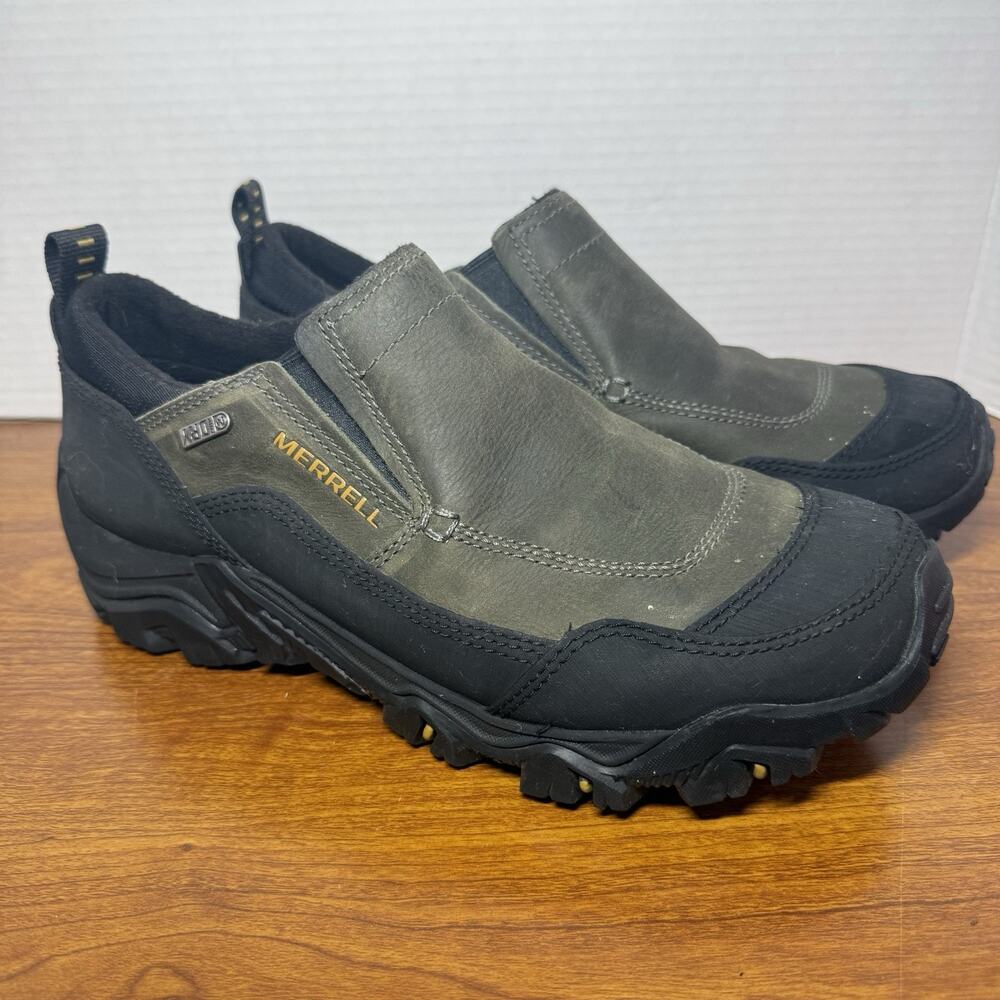 Merrell Dry Select Ice Grip Slip On Black Slate And Green Mens Size 8.5 Shoes